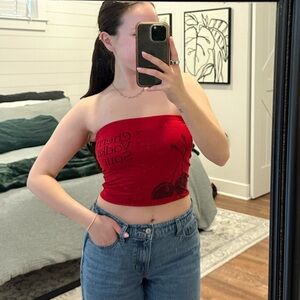 Princess Polly Red Cherry Tube Top